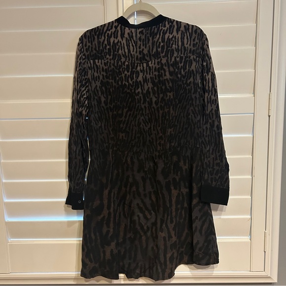 AllSaints Sanko Sinai Silk Shirt Dress Animal Print Leopard Print Black Grey 8 - Picture 8 of 9